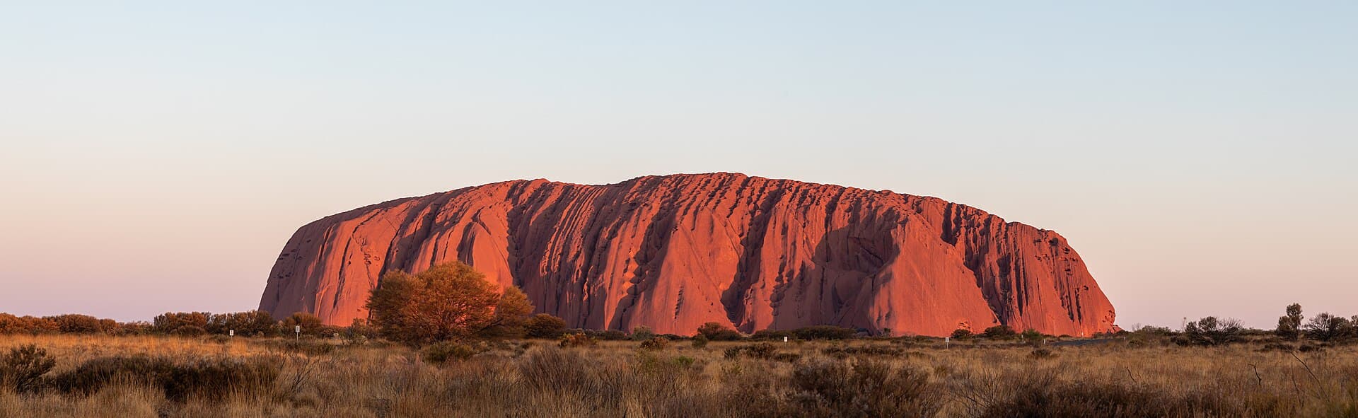 The rock burning red at sunset
