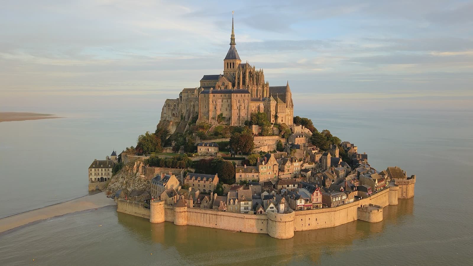 Mont-Saint-Michel from the air — an abbey on a tidal island