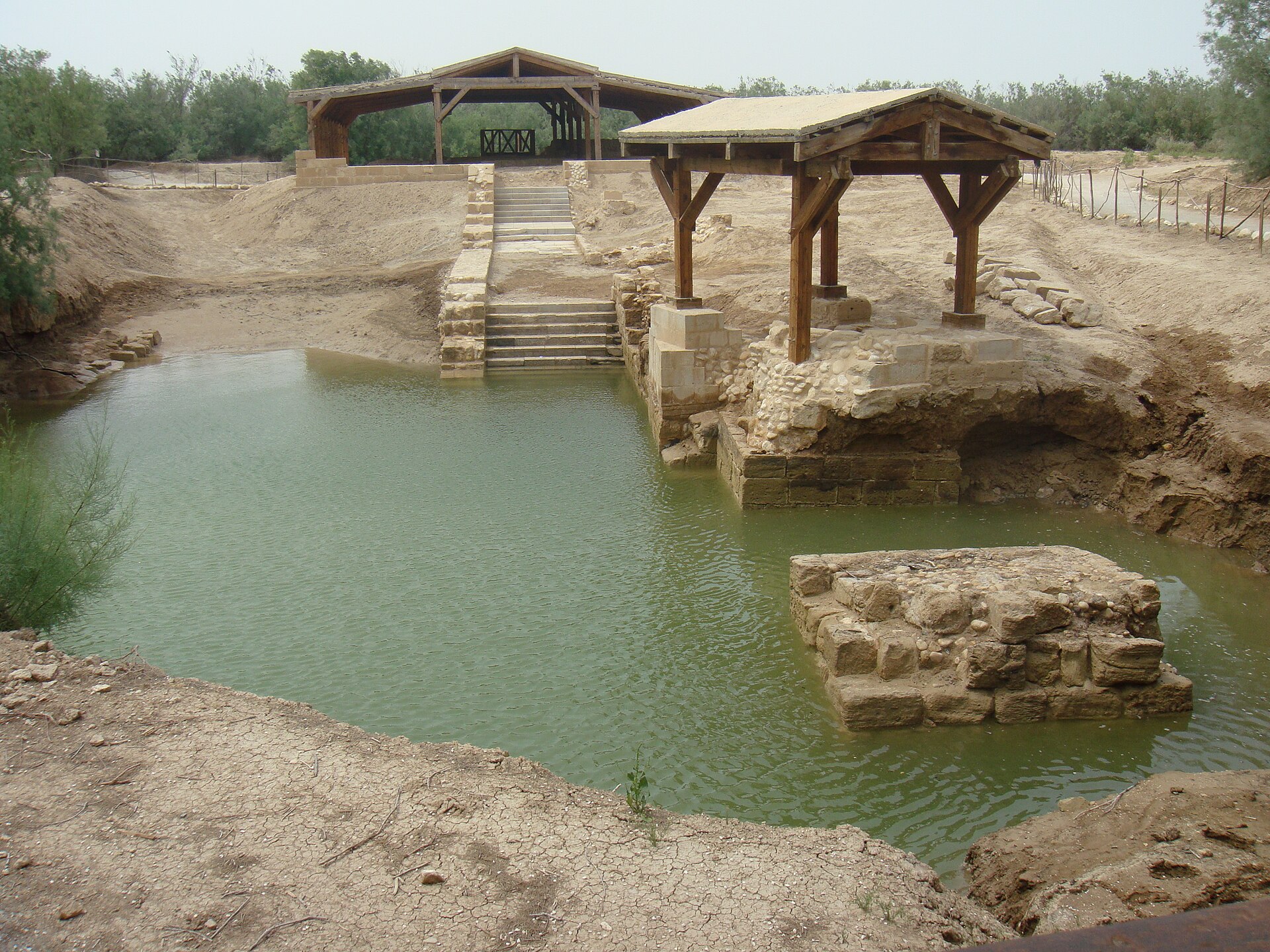 A Byzantine baptismal pool holding water