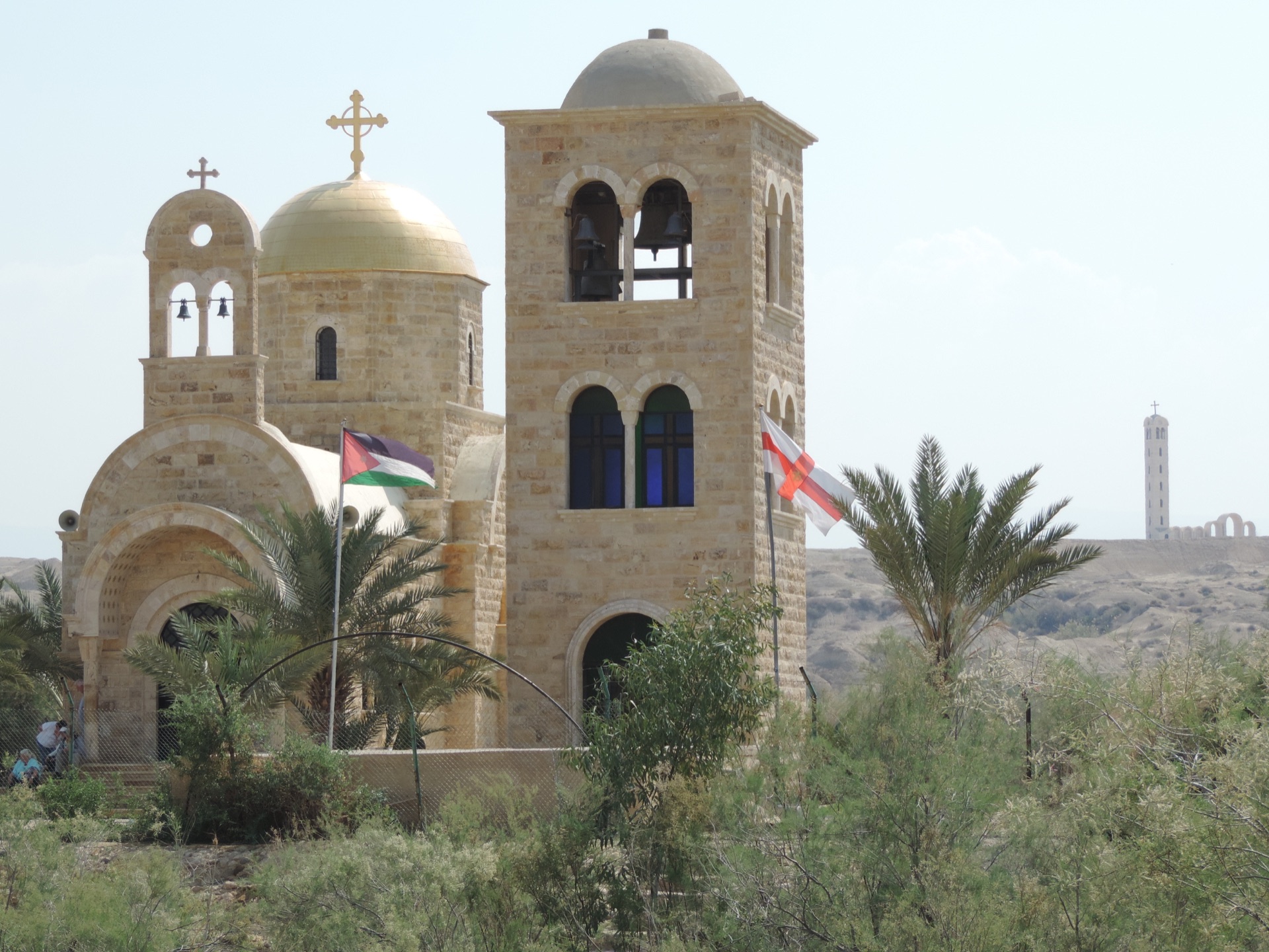 The golden-domed Greek Orthodox Church of St John the Baptist at the baptism site