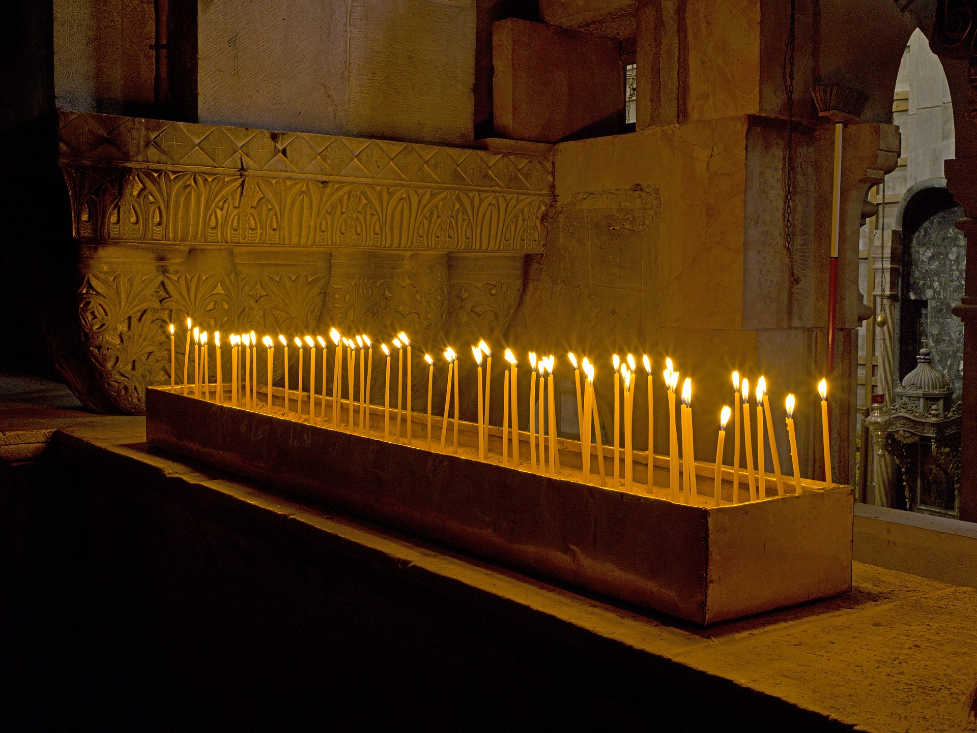 Candles lit by pilgrims