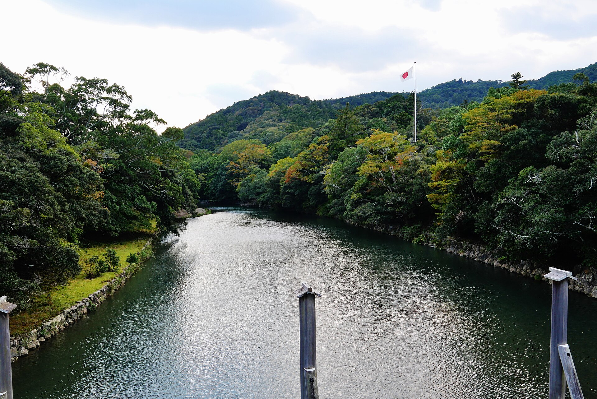 The Uji Bridge and the river leading into the shrine