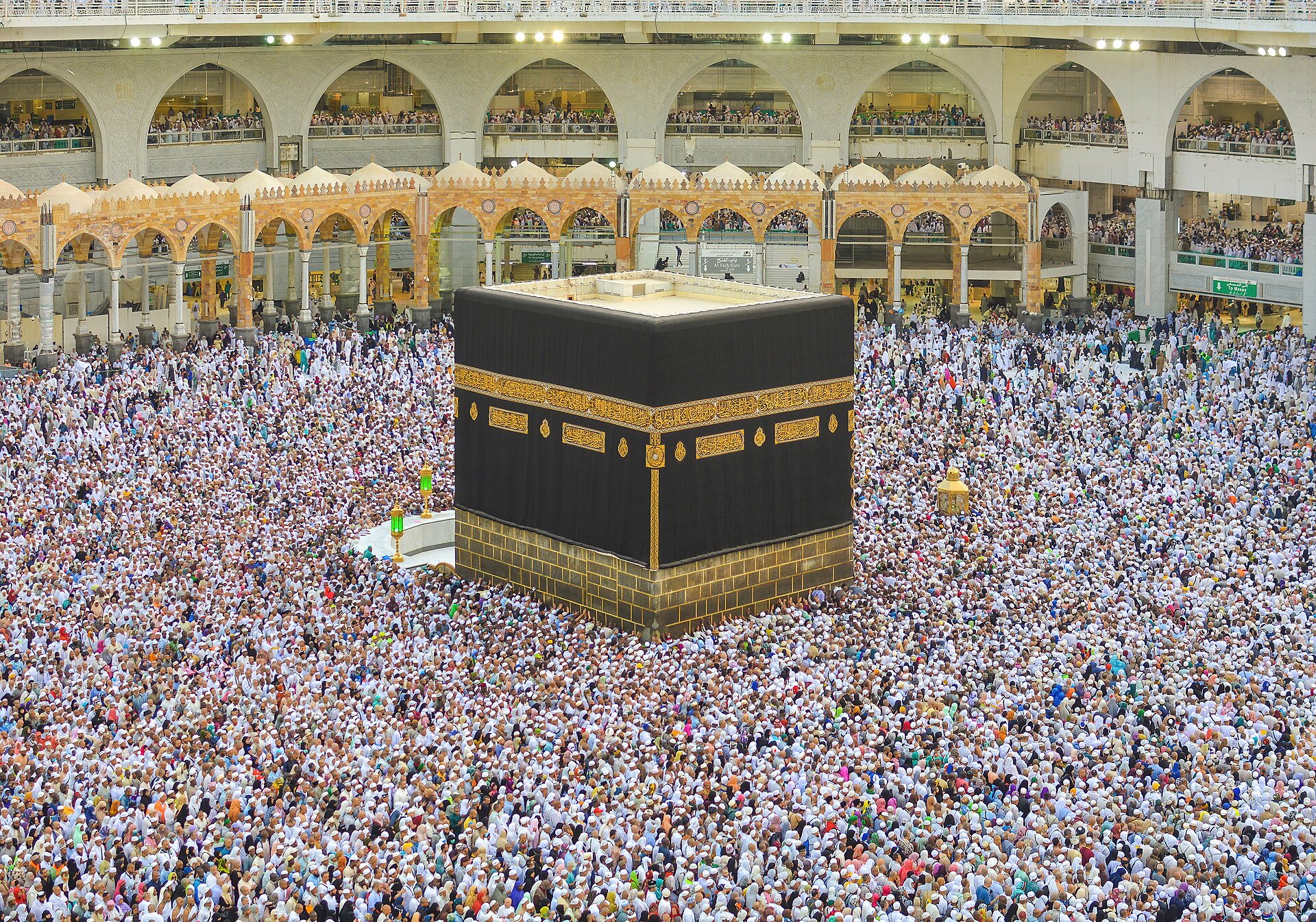 A white tide of pilgrims circling the Kaaba
