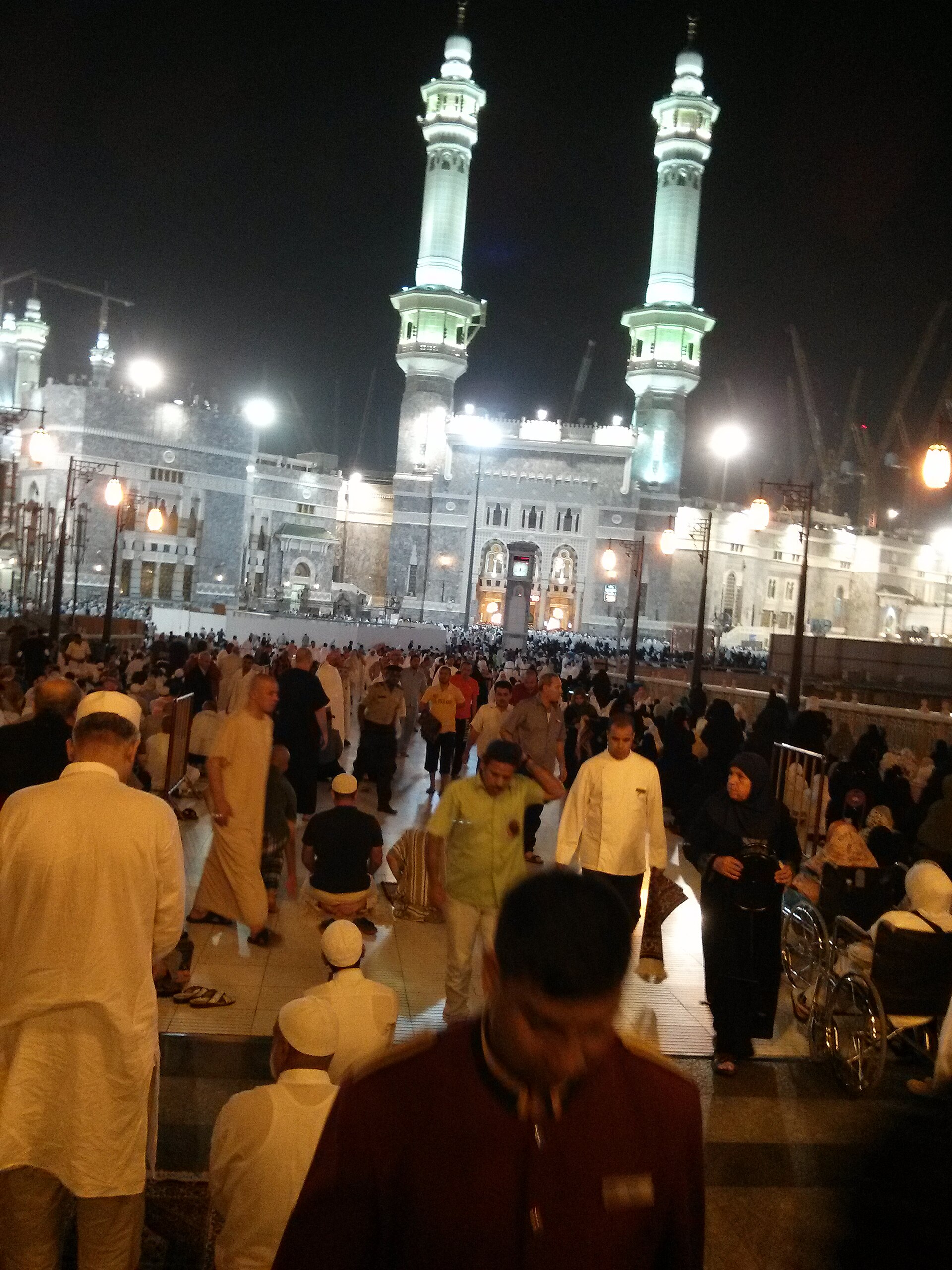 The Grand Mosque alight through the night