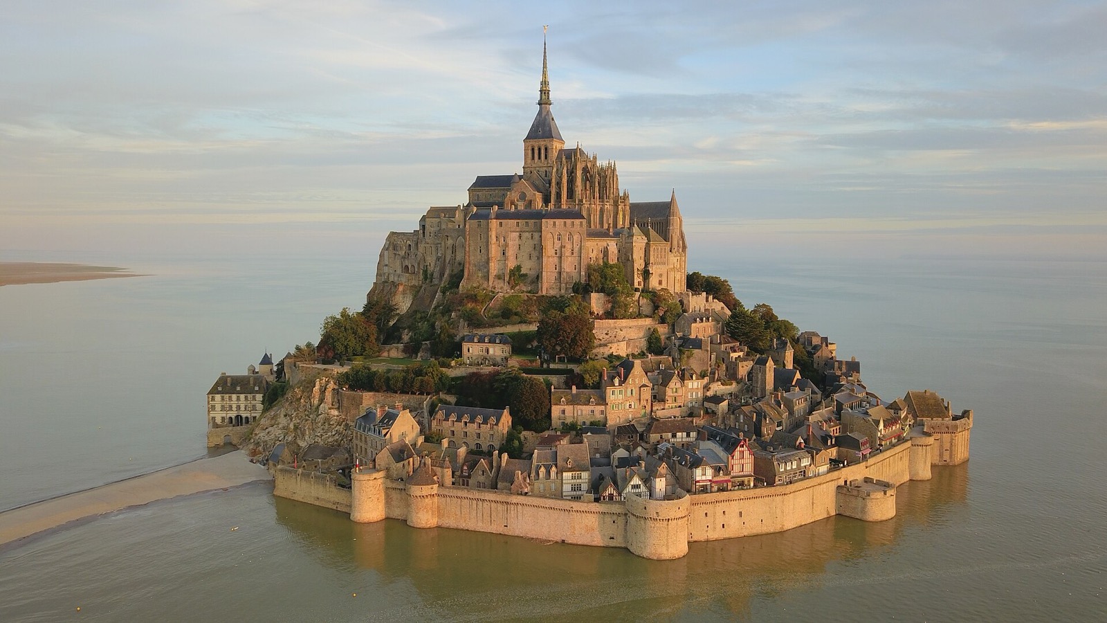 Mont-Saint-Michel from the air — an abbey on a tidal island