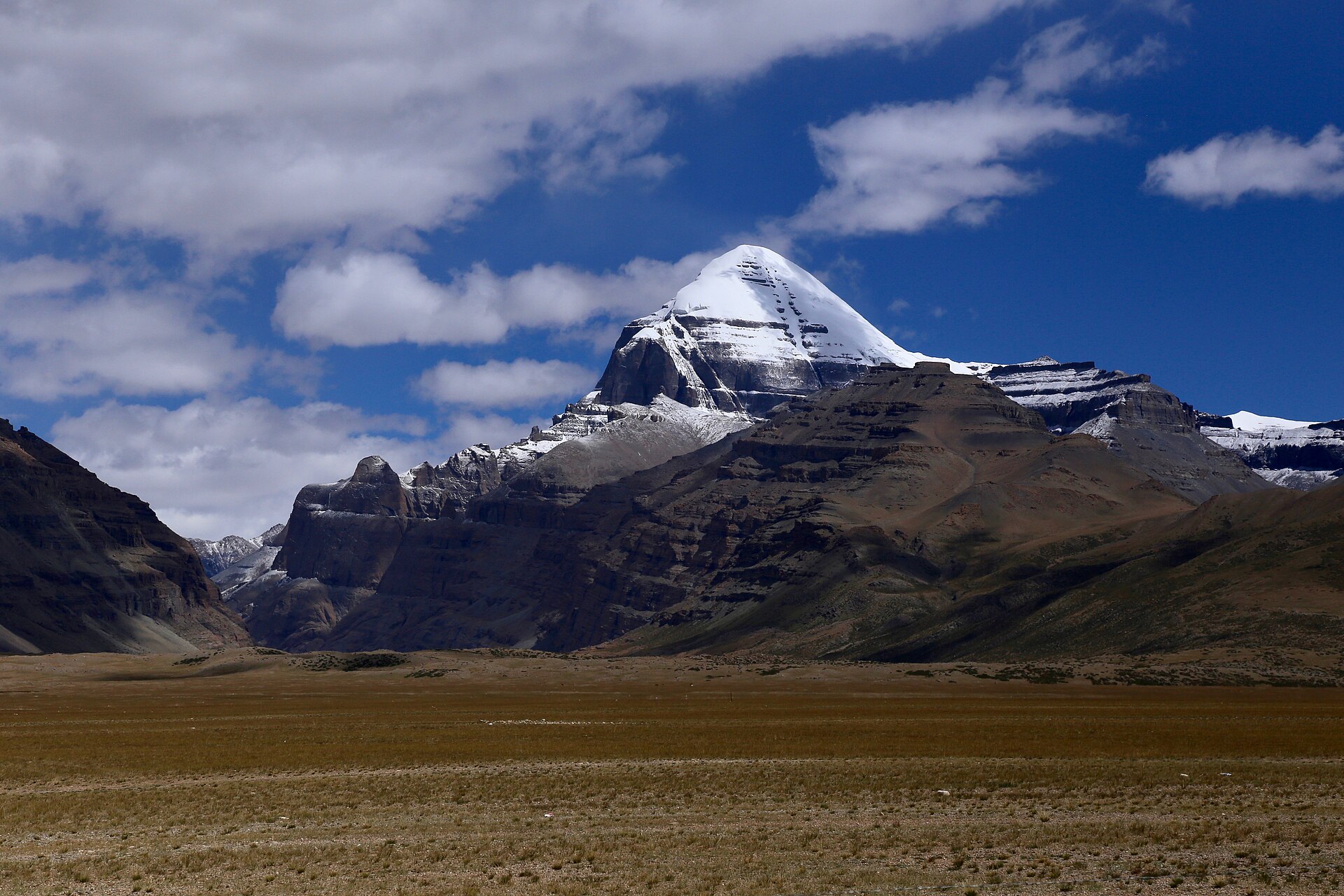 The snow-covered summit of Kailash