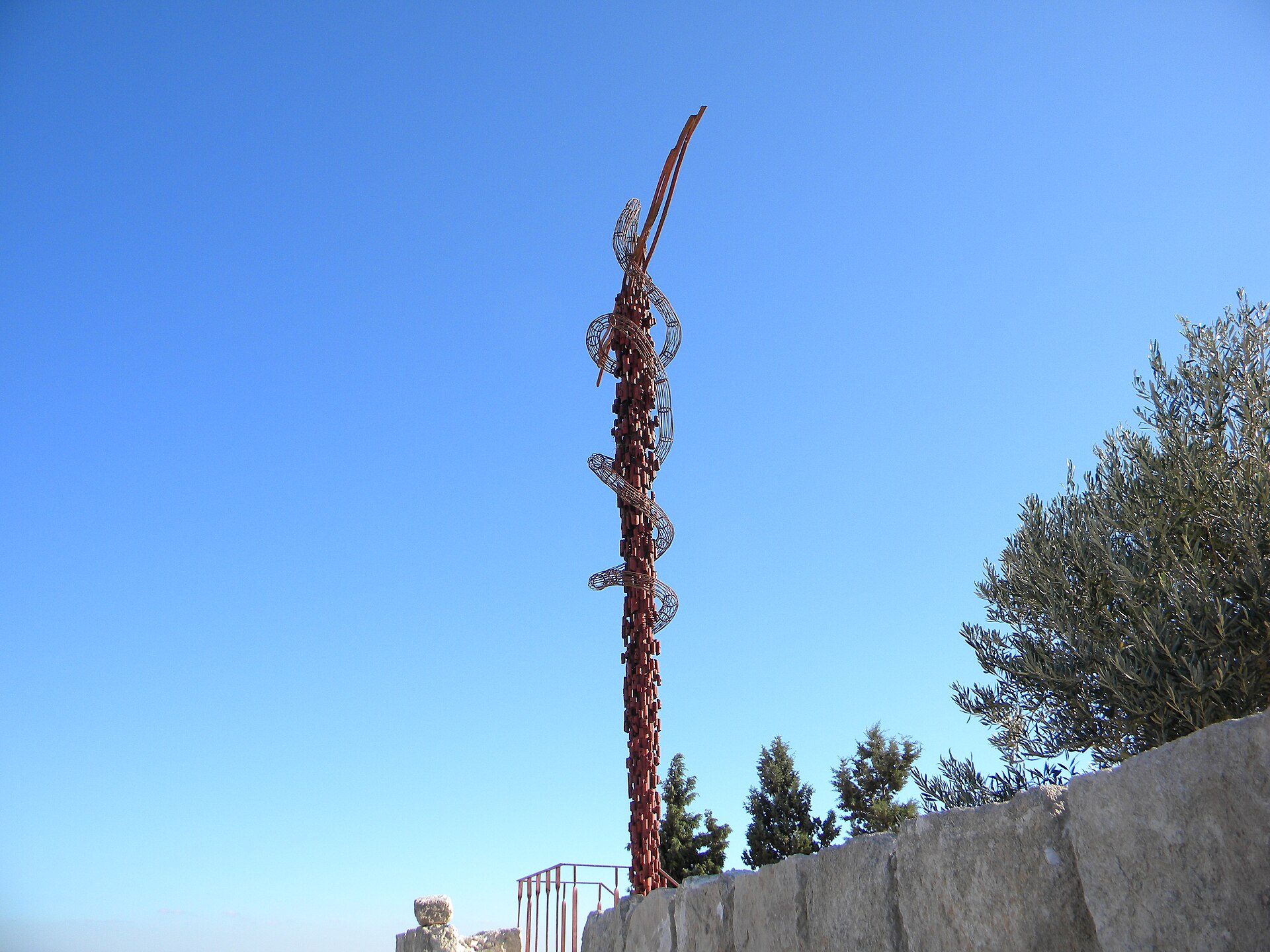 The Brazen Serpent monument facing the valley