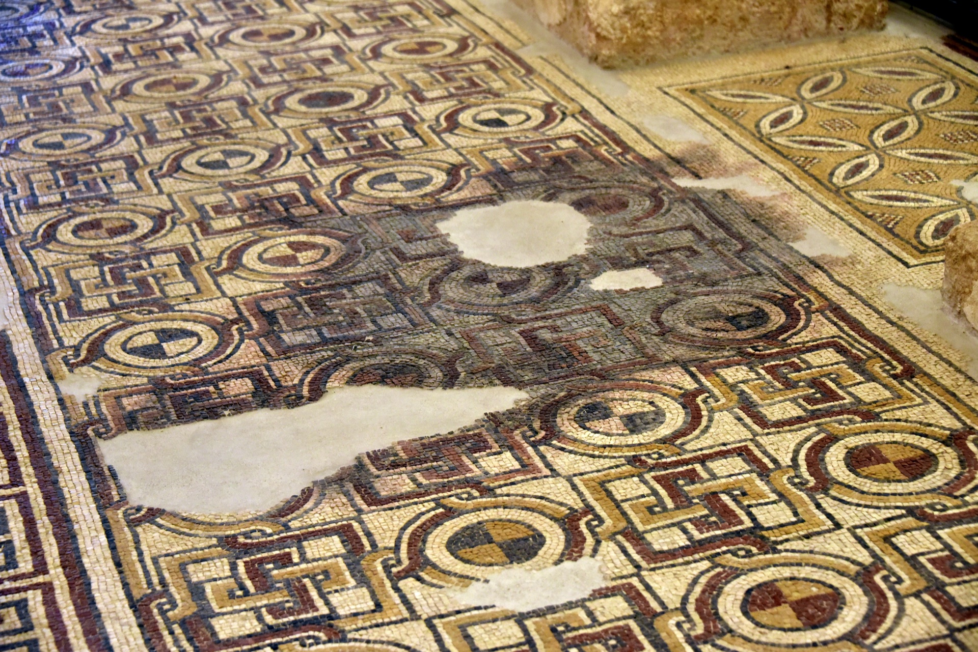 A detail of the 6th-century Byzantine mosaic floor in the Memorial Church at Mount Nebo