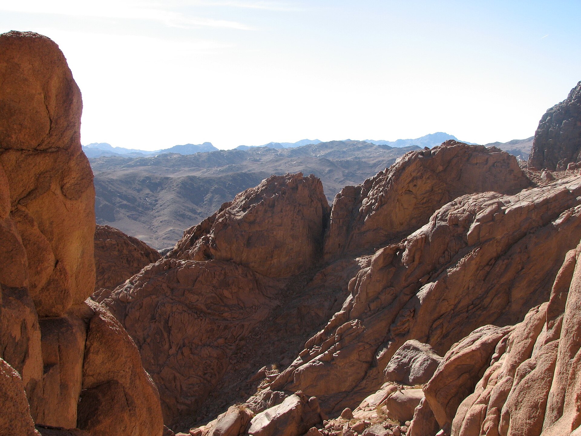 Sinai's granite peaks glowing red in the morning light