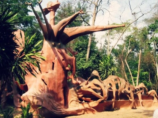 A sculpture of the grove where spirits are said to dwell
