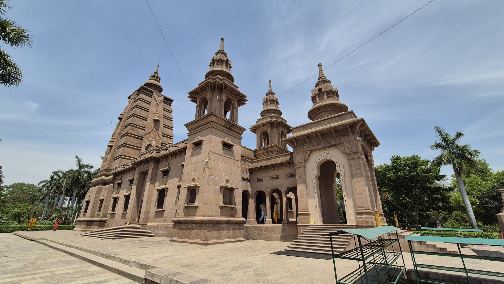 The sandstone spires of the Mulagandha Kuti Vihara