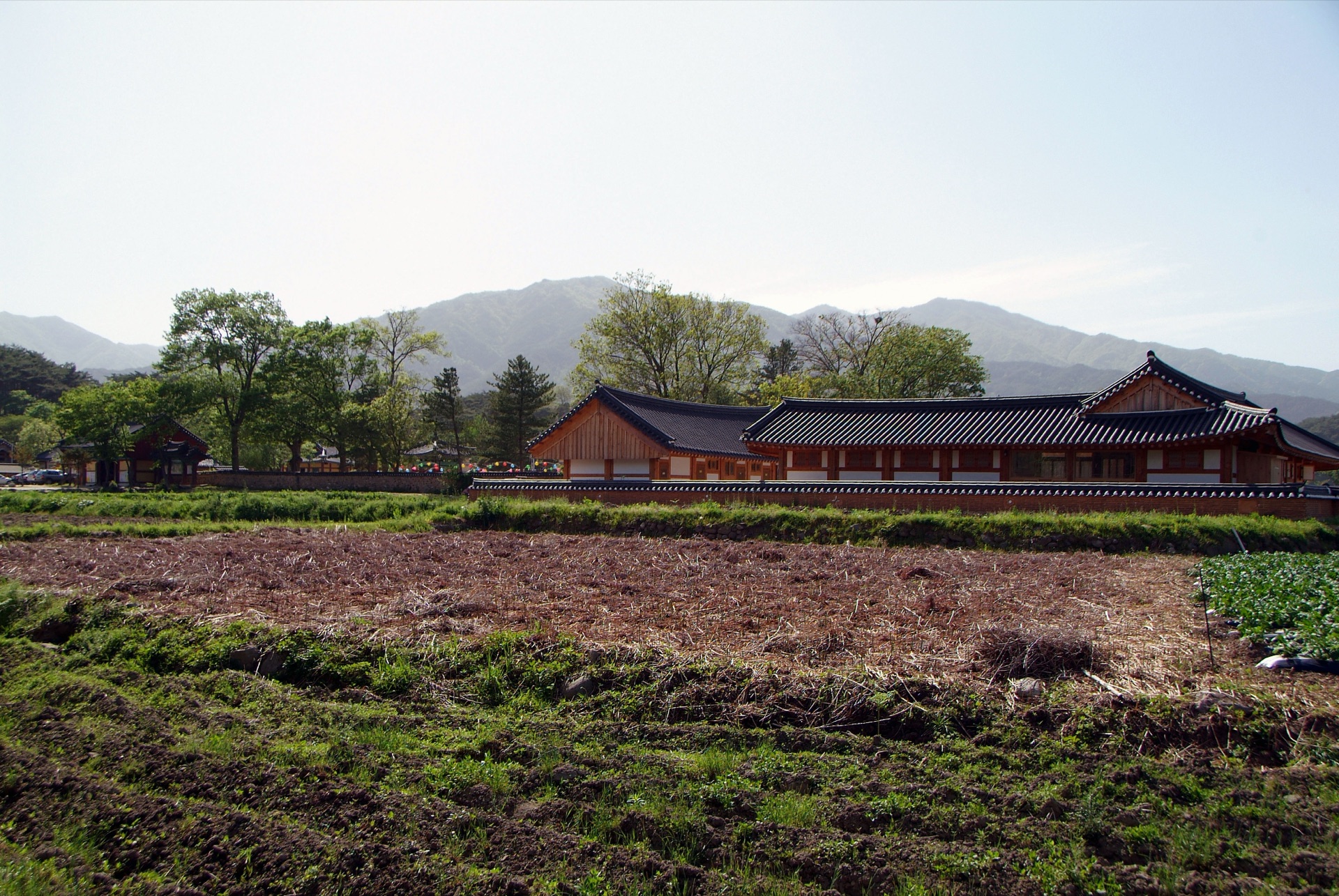 Silsangsa set at the foot of Jirisan beyond the fields