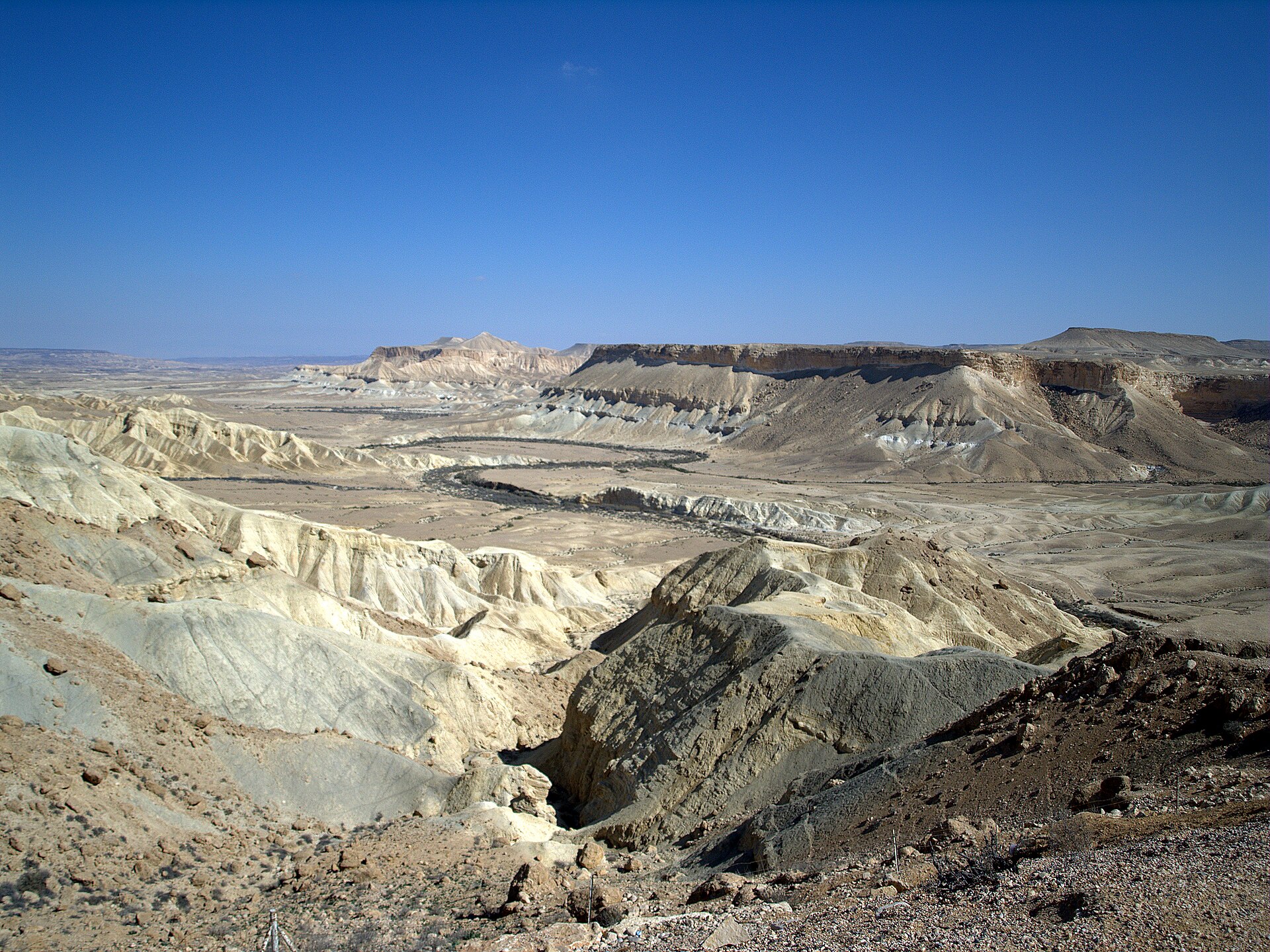 The endless desert plain of the Zin Valley